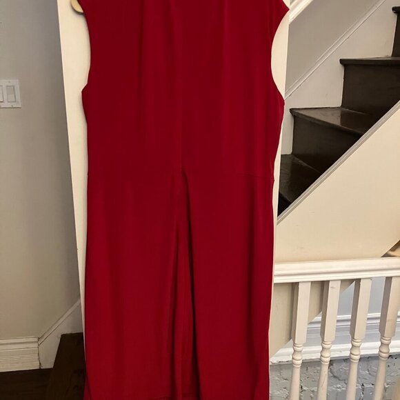 Kasper Women's Red and White Colorblocked Faux-Wrap Cap-Sleeve Dress NWT - Picture 5 of 10